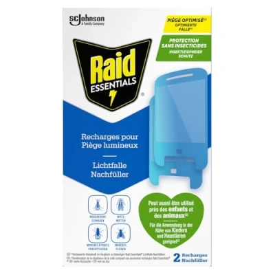 Abbildung von Raid Essentials Lichtfalle Nachfüller, Insektenstecker mit Klebefalle gegen fliegende Insketen wie Schnaken, Motten, Fruchtfliegen &amp; Fliegen, 1 er Pack (2 Nachfüller)