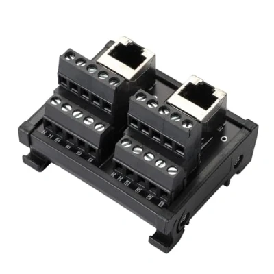 Abbildung von PENGLIN RJ45 8P8C DIN Schienenmontage Ethernet Steckverbinder Verteilung Breakout Board,2 Weg Vertikale Buchse Adapter
