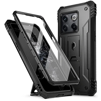 Abbildung von POETIC Revolution Series Designed for Oneplus 10T Case, Full Body Rugged Dual Layer Shockproof Protective Cover with Kickstand and Built in Screen Protector, Black