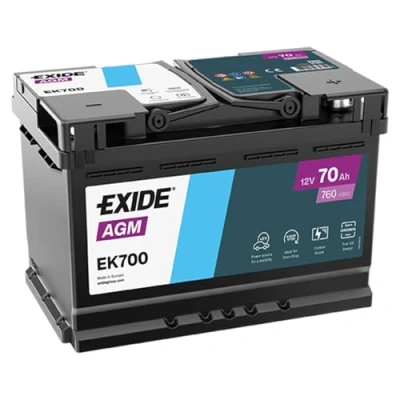 Abbildung von EXIDE Start Stop EK700 Batterie 12V 70Ah 760A B13 VOLKSWAGEN: Transporter 6 Bus, Tiguan II, Touran HYUNDAI: i30 III Schrägheck, ix20, i40 Kombi