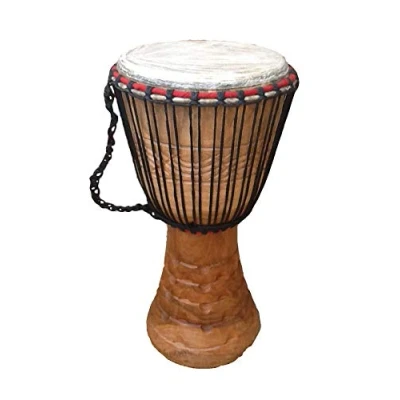 Abbildung von AMI Authentische ghanaische Djembe Trommel mit schönen Handschnitzereien, 25,4 cm (10 Zoll)
