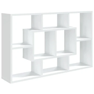 Abbildung von vidaXL Wandregal, Wandablage mit viel Stauraum, Hängeregal für Wohnzimmer, Schweberegal Bücherregal Büroregal Regal, Weiß Holzwerkstoff