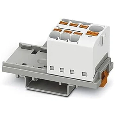 Abbildung von PHOENIX CONTACT PTFIX 10/6X4 NS35 WH Verteilerblock, 800 V, 63 A, Anzahl der Anschlüsse 7, Querschnitt 0,2 mm² 6 mm², AWG 24 10, Breite 28,6 mm, Weiß, 8 Stück