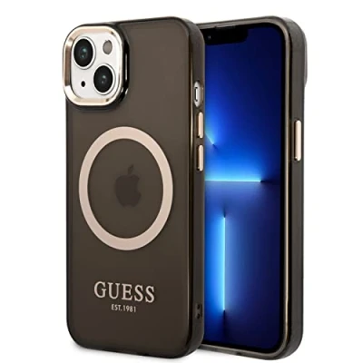 Abbildung von Guess GUHMP14MHTCMK Hülle für iPhone 14 Plus 6,7&quot; schwarz/Black Hard case Gold Outline Translucent