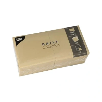 Abbildung von PAPSTAR, 150 Servietten &quot;DAILY Collection&quot; 1/4 Falz 24 cm x sand