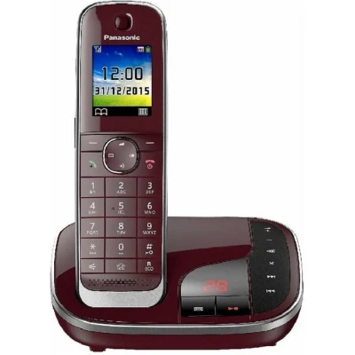Abbildung von Panasonic KX TGJ320GR Familien Telefon mit Anrufbeantworter (schnurloses Telefon, strahlungsarm, Anrufschutz, DECT Basisstation, Freisprechen) weinrot