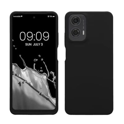 Abbildung von kwmobile Hülle kompatibel mit Motorola Moto G24 / E14 G04 G04s Silikon Handy Case Handyhülle weiche Oberfläche kabelloses Laden Schwarz