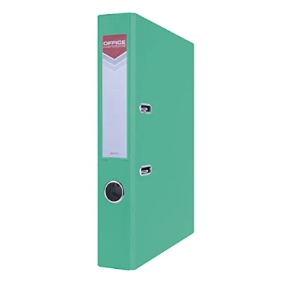 Abbildung von OFFICE PRODUCTS 21011111 12 Ordner A4/55 mm Türkis Kunststoffbezug PP/Papier Schlitzordner, Büroordner, Aktenordner Metallgefasstes Griffloch Hebelmechanik Einsteckrückenschild