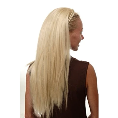 Abbildung von WIG ME UP TYW60875H 613 Halbperücke Haarteil edel mit geflochtenem Haarreif sehr lang glatt platin blond