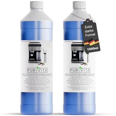 Abbildung von PURIVITA® Universal Milchsystemreiniger Kaffeevollautomaten [2x1L] Milchschaumreiniger Kaffeemaschine Milchaufschäumer Reiniger Milchsystem Kaffeevollautomat Kaffeemaschinenreiniger