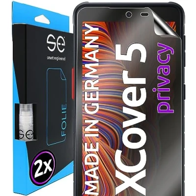 Abbildung von S.E für Samsung Galaxy XCover 5 Schutzfolie privacy Blickschutz Folie 2x Folien im SET aus Deutschland, Matte Anti Spy Folie, blasenfrei, Sichtschutz