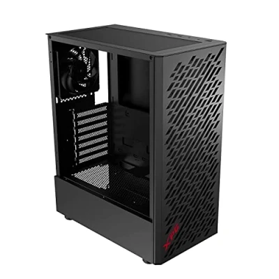 Abbildung von XPG Valor AIR kompaktes Midi Tower ATX PC Gehäuse (Magnetische MESH Frontblende mit Streamline Carving Muster Design, Abnehmbarer Staubfilter, 4 x 120mm Lüfter installiert, Schwarz)