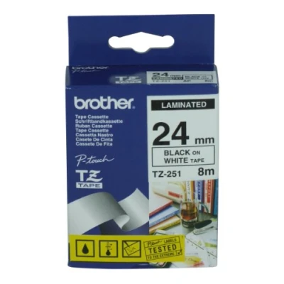 Abbildung von Brother TZe 251 (24 mm) Schwarz bis weiß Tape