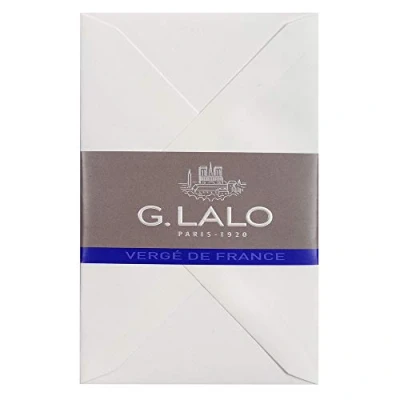 Abbildung von G.Lalo 24400L Umschläge Vergé de France (25% Hadern, gummiert, eingeschweißt, perfekt für Ihre Einladungen, 9 x 14 cm, Visitenkarten Format, 25 Umschläge) weiß