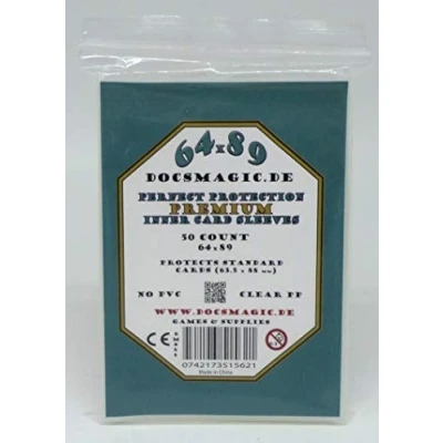 Abbildung von docsmagic.de 50 Premium Perfect Protection Inner Card Sleeves Clear 63,5 x 88 Standard Size 64 89 Kartenhüllen