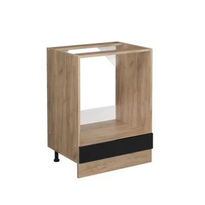Abbildung von Vicco Herdumbauschrank R Line, Schwarz Hochglanz/Goldkraft Eiche, 60 cm ohne Arbeitsplatte