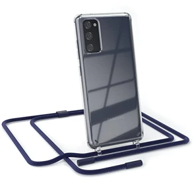 Abbildung von EAZY CASE kombinierbare Handyketten kompatibel mit Samsung Galaxy S20 FE / 5G, Transparente Silikon Hülle Umhängeband, abnehmbar durch abschraubbare Endstücke, Wechselgurt, Nacht Blau