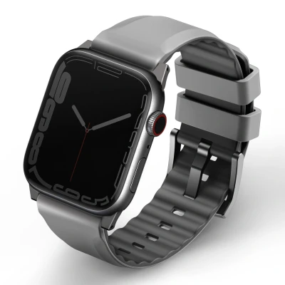 Abbildung von Uniq Apple Watch Armband Silikon und TPU (weich) Grau Geeignet für 1 9 / SE 38/40/41 mm Kreidegrau
