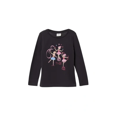 Abbildung von s.Oliver MIT Glitzer Langarmshirt für Kinder, Größe: 128/134, Dunkelgrau