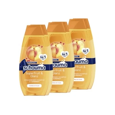 Abbildung von Schauma Schwarzkopf Shampoo Superfruit &amp; Glanz, 2er Pack (3x 2x400 ml), mit Extrakt stärkt das Haar verleiht einen natürlichen silikonfrei vegane Formel
