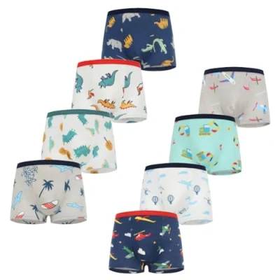 Abbildung von FedMois Jungen Boxershorts Unterhosen Baumwolle Pantys Unterwäsche 8er Pack, Dinosaurier und Flugzeuge, 7 9 Jahre