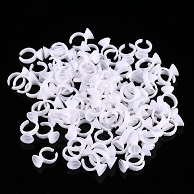 Abbildung von 100 Pack Tattoo Tinte Ringe Einweg Microblading Pigment Kleber Halter Tasse Semi Permanent Make Up Wimpern Augenbraue Tätowierung Ink Caps Klein(S Ohne Divider)