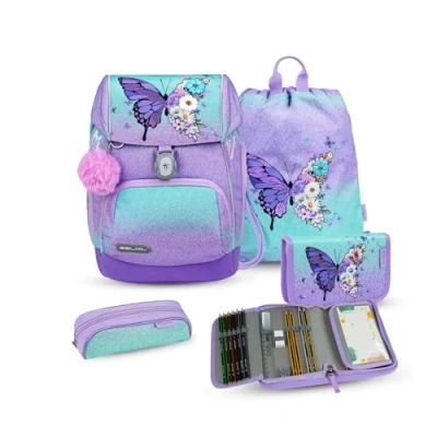 Abbildung von Belmil Premium Comfy Plus ergonomisches Schulranzen Set 5 teilig, für kleine Kinder/Erstklässler STAEDTLER, Brustgurt, Hüftgurt, Magnetverschluss (405 73/P/S) (Serenity 2)
