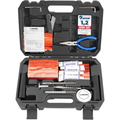 Abbildung von TECPO Reifenreparaturset Set 78 tlg. Auto Motorrad LKW PKW Vulkanisier Flickzeug Panne Notfall Reifendichtmittel mit T Griff