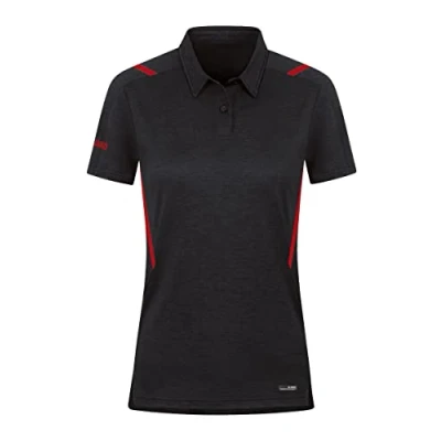 Abbildung von JAKO Damen Poloshirt Challenge, Schwarz Meliert/Rot, 34