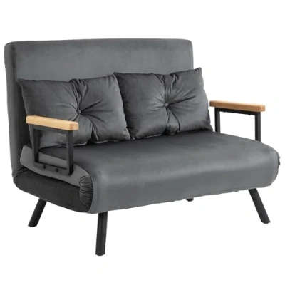Abbildung von HOMCOM Schlafsofa Polstersofa mit Verstellbarer Rückenlehne, Zweisitzer, Relaxsessel 1 Teile, für Wohnzimmer, Dunkelgrau