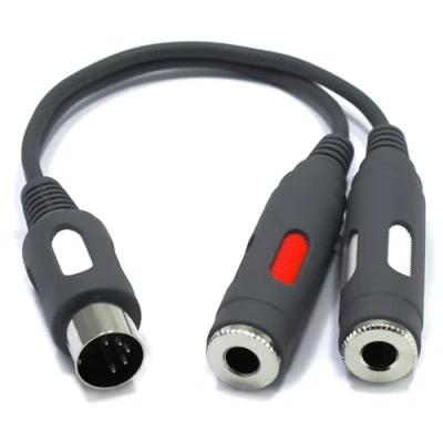Abbildung von VITALCO DIN Klinke Audio Adapter 5 Pol Stecker auf 2X 6,3mm TS Mono Dual Buchse Männlich Weiblich Polig Poliger