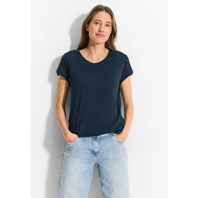 Abbildung von Cecil Dekoratives Tshirt basic, Damen, Größe: XL, Blau