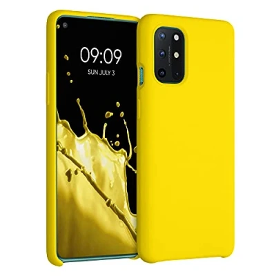 Abbildung von kwmobile Hülle kompatibel mit OnePlus 8T Silikon Handy Case Handyhülle weiche Oberfläche kabelloses Laden Strahlend Gelb