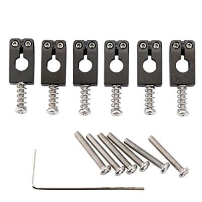 Abbildung von Musiclily Ultra 10,5mm Messing PRS Style Tremolo Saitenreiter Saddles für Strat E Gitarre, Schwarz (6er Set)