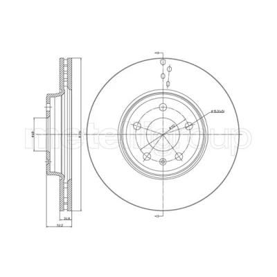 Abbildung von METELLI 23 0917C Bremsscheibe 314,0 25,0 5 68,0 Belüftet lackiert AUDI: A4 B8 Avant, B9 A5 Coupe