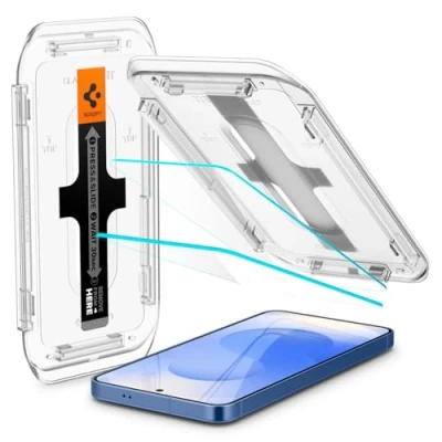 Abbildung von Spigen Glas.tR EZ Fit Schutzfolie kompatibel mit Samsung Galaxy S24 Plus, 2 Stück, Kratzfest, Kristallklar, 9H Härte Folie