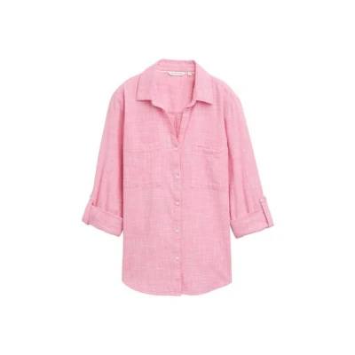 Abbildung von TOM Tailor Blouse WITH SLUB Structure Hemdbluse, Damen, Größe: 40, Bright rose