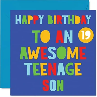 Abbildung von Lustige Geburtstagskarte zum 19. Geburtstag für den Sohn toller Teenager 19 Happy von Mama oder Papa, Sohn, 145 mm x