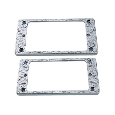 Abbildung von Guyker Flache Humbucker Abdeckung, Tonabnehmer Befestigungsring Set Steghals, Tonabnehmerrahmen, Ersatzteil für E Gitarre oder Präzisions Bass (2 Stück, PR008 Chrom)