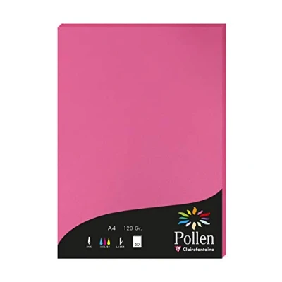 Abbildung von Clairefontaine 4221C Packung mit 50 Karten Pollen 120g, DIN A4, 21 x 29,7cm, Fuchsia
