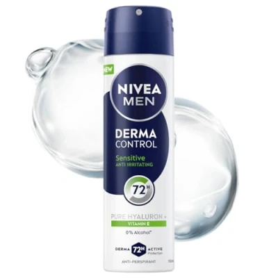 Abbildung von NIVEA MEN Derma Control Sensitive Herren Antitranspirant 72h Hyaluronsäure Spray 150ml