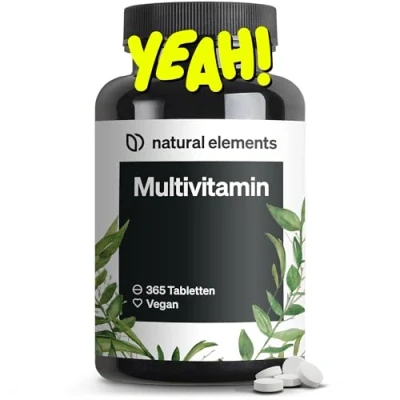 Abbildung von Multivitamin 365 vegane Tabletten Jahresvorrat wertvolle Vitamine A Z, mit Vitamin K1 und K2 ohne unnötige Zusätze in Deutschland produziert &amp; laborgeprüft St