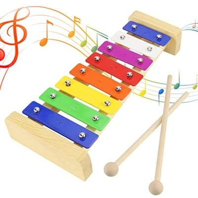 Abbildung von Xylophon Glockenspiel Holz Musikinstrumente für Kinder ab 1 Jahr Holzspielzeug Baby Mit 2 Schlägel Bunt Musikspielzeug Holzinstrumente Kinderinstrumente Erwachsene Montessori Spielzeug (8 Key)