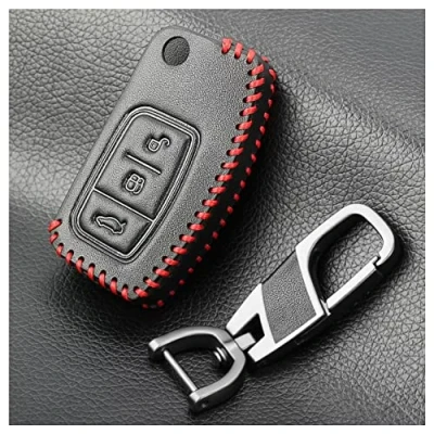Abbildung von ALIANQ Leder Autoschlüssel Fall Shell Cover Fit für Ford Fiesta Focus MK2 Mondeo Kuga Galaxy C Max S 3 Tasten Remote Fob