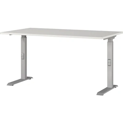 Abbildung von Germania Schreibtisch 7904 583, in Lichtgrau/Silber, me. höheneinst., 140 x 91 80 cm (BxHxT)