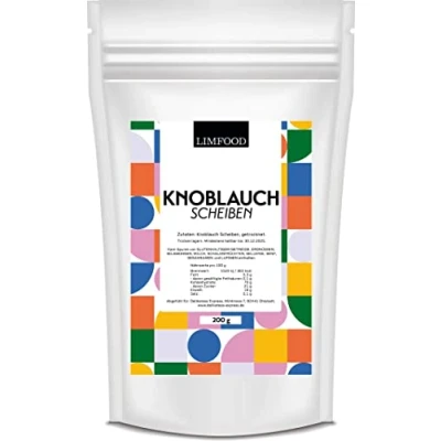 Abbildung von Limfood 200g Knoblauch Scheiben getrocknet &amp; geschnitten Gewürz für Aglio e Olio Chips mit intensivem Geschmack zum Kochen und Einlegen,