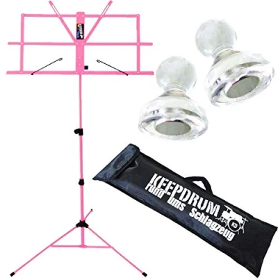 Abbildung von keepdrum MUS2PK Notenstaender Notenpult Pink Rosa mit Tasche + 2 Magnete