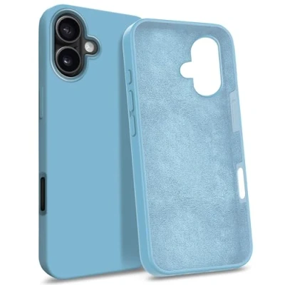 Abbildung von MyGadget Hülle für iPhone 16 Gummierte Handyhülle [ 3 Layer Struktur ] Schutzhülle mit Soft Inlay &amp; Hardcase Cover außen Babyblau
