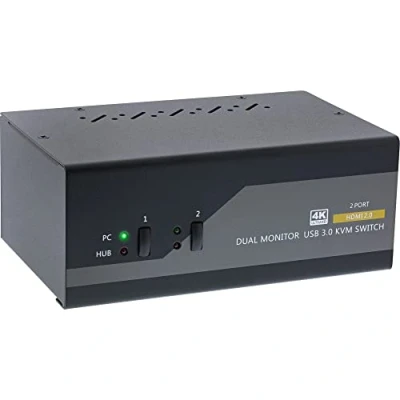 Abbildung von InLine 62652I KVM Desktop Switch, 2 fach, Dual Monitor, HDMI, 4K, USB 3.0, Audio