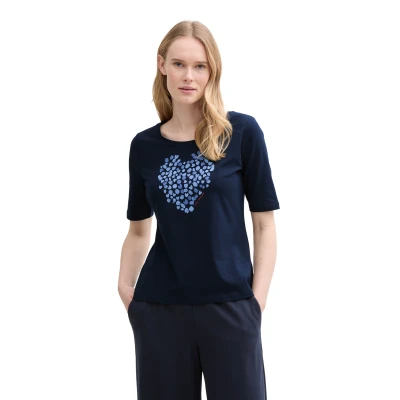 Abbildung von TOM Tailor Tshirt print, Damen, Größe: Large, Sky captain blue